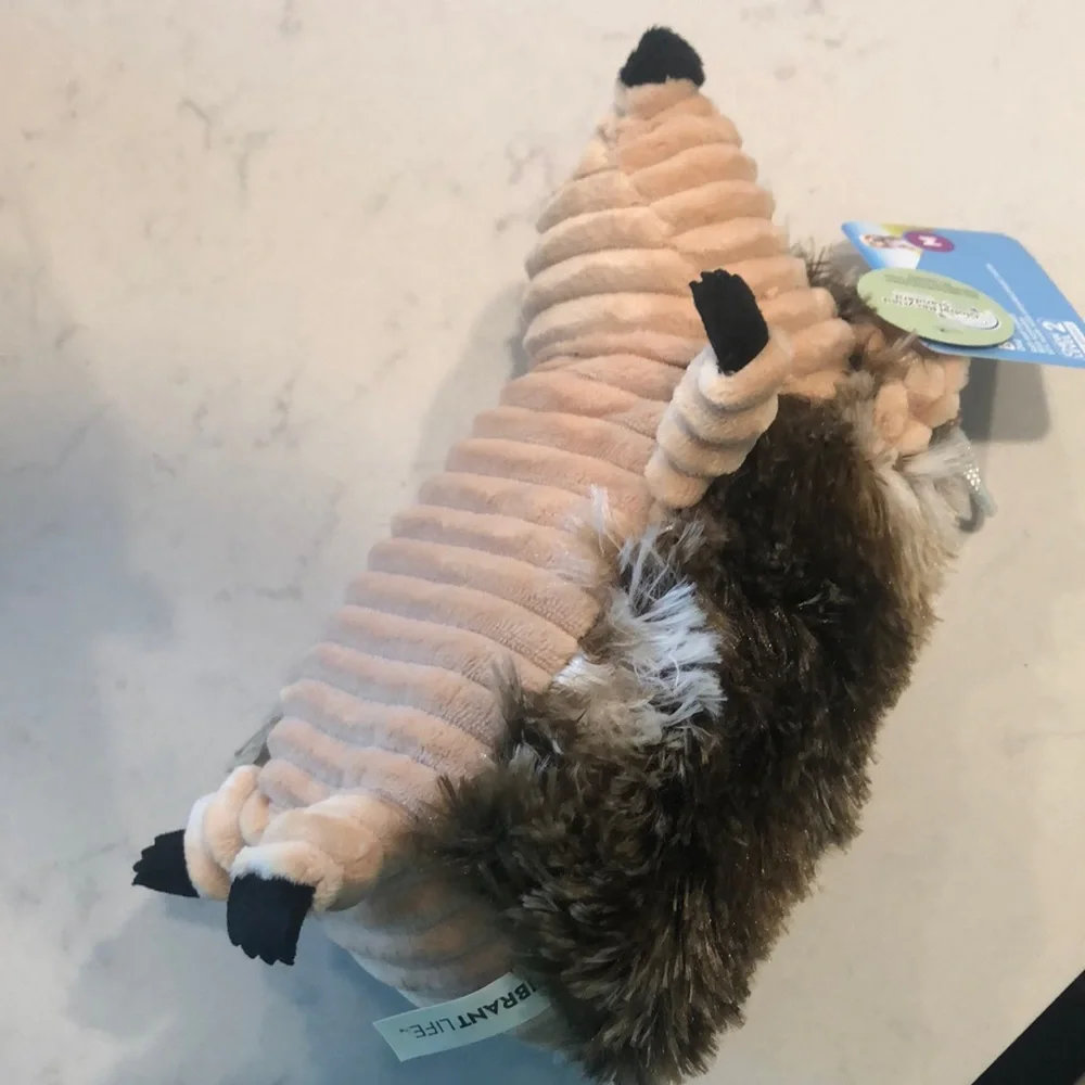 Plush Hedgehog Toy for Small Pets - Cream and Brown